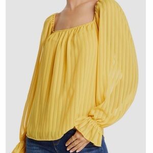 LINI Vibrant Yellow Pleated Blouse